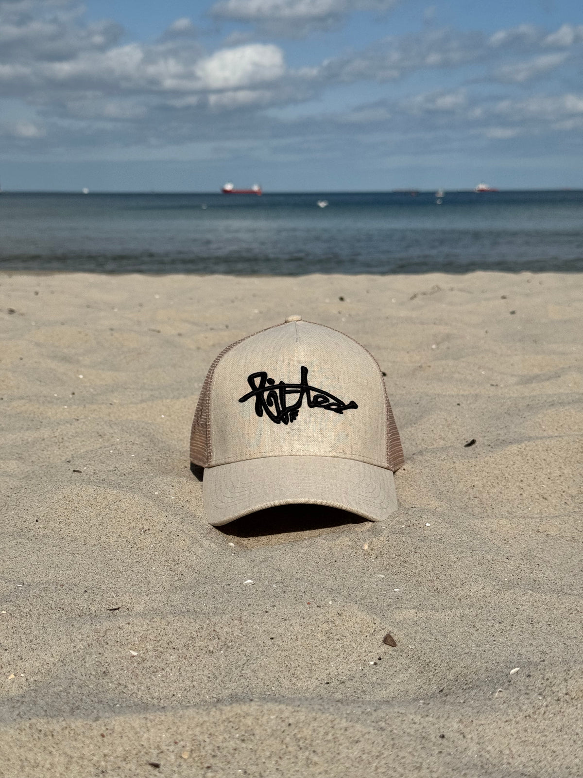 Lifted Hemp Cap lifestyle shot, hemp cap with 3D embroidered logo