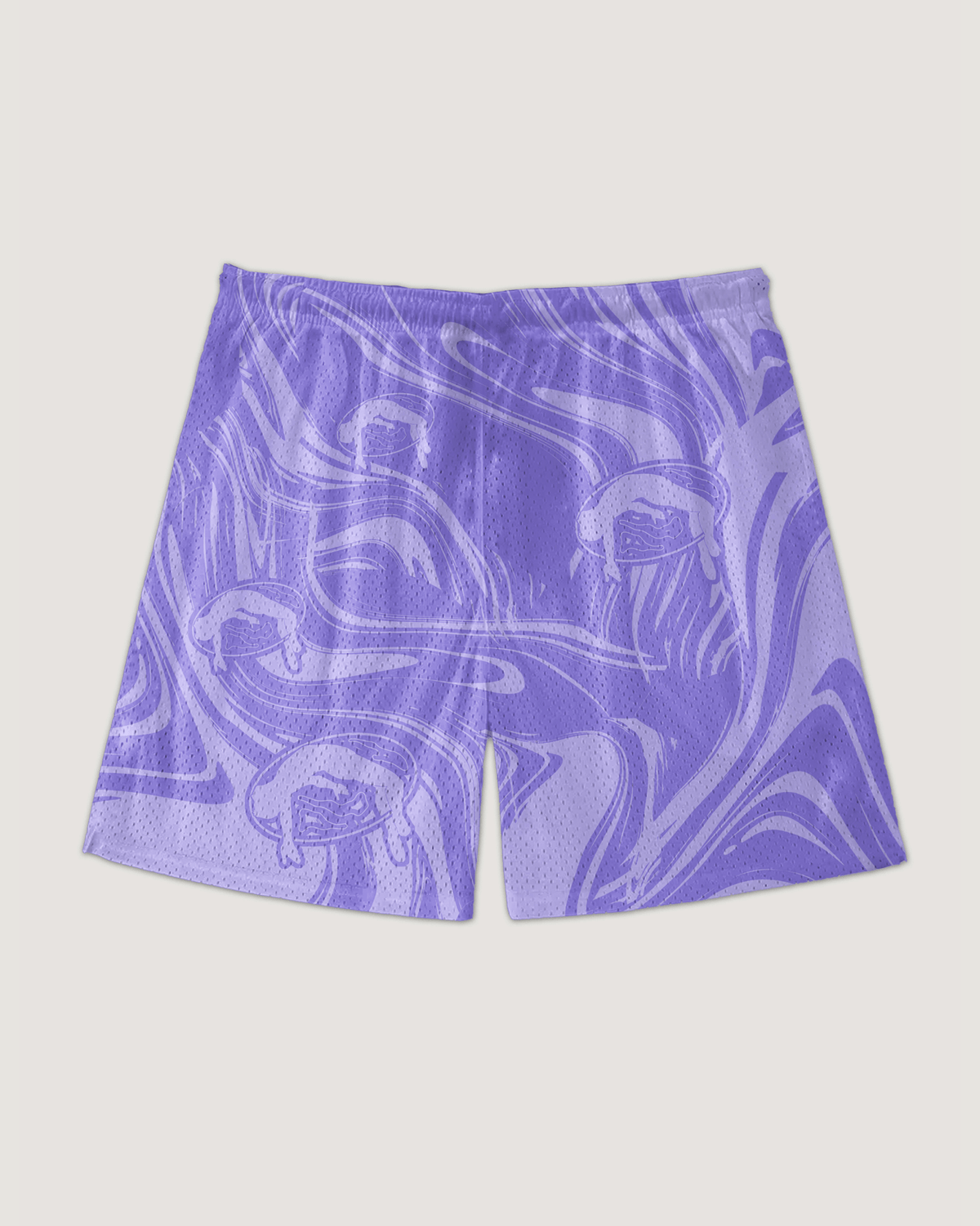 Lifted "Amethyst" Shorts side view, amethyst purple swim shorts