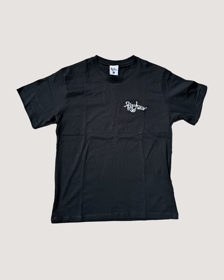 Lifted "Black" T-shirt front view, black cotton tee