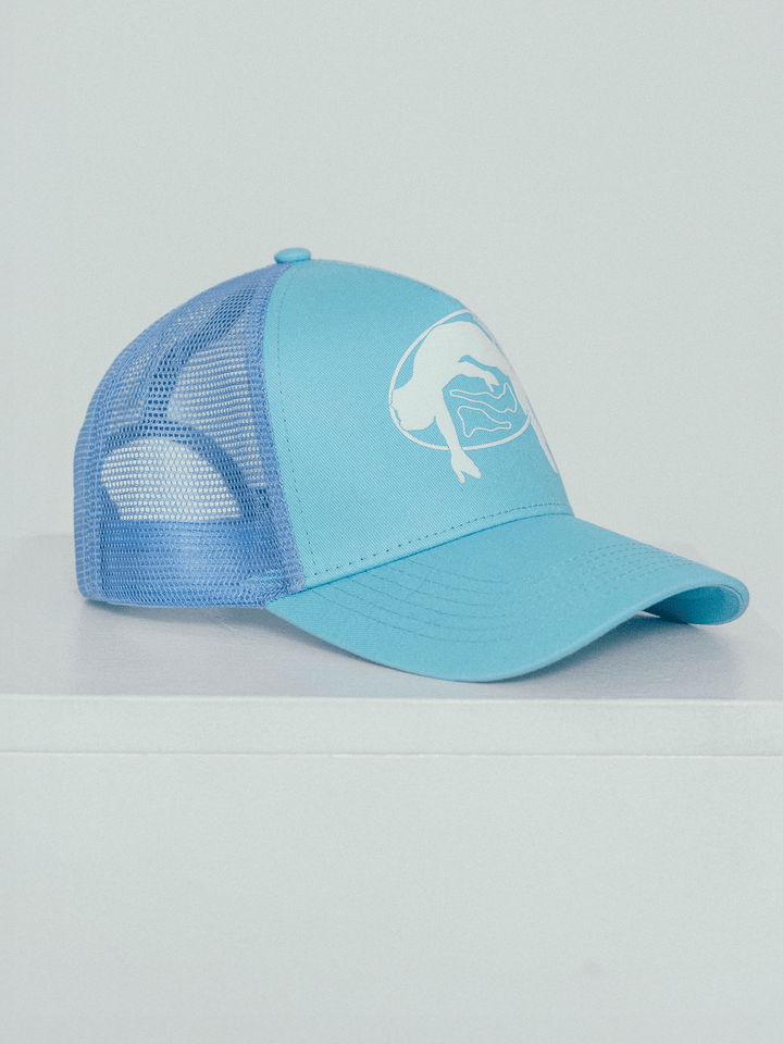 Lifted Sky Cap front view, cotton cap with puff-printed logo