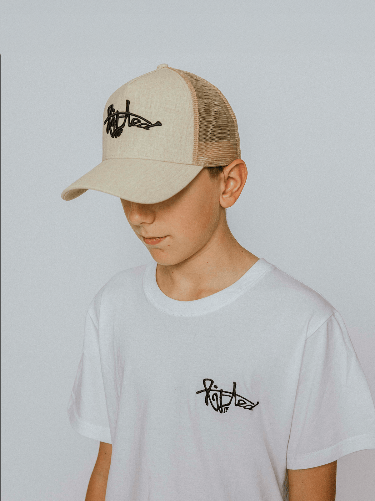Lifted Hemp Cap side view, hemp cap with 3D embroidered logo