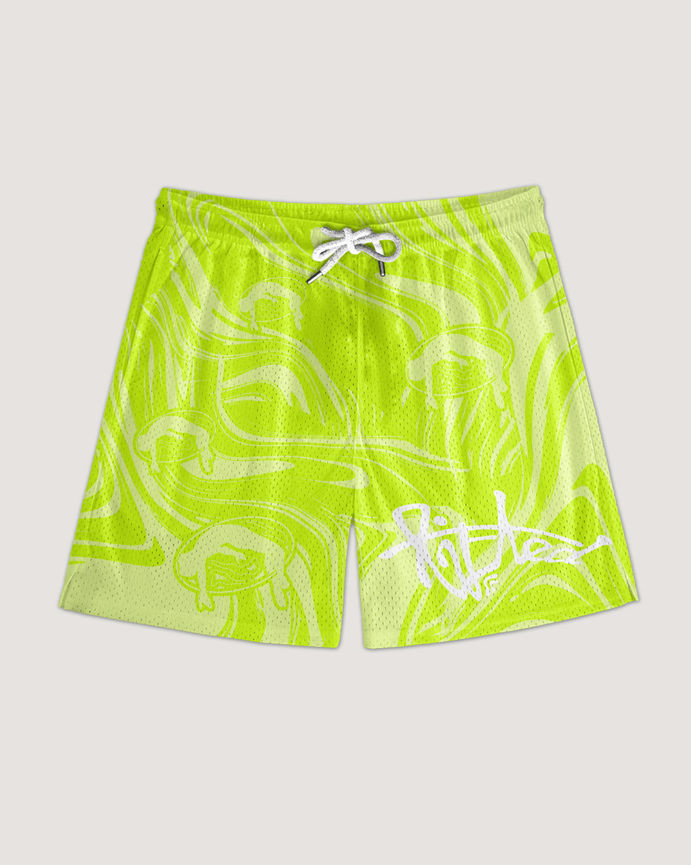 Lifted "Lime" Shorts front view, lime green swim shorts
