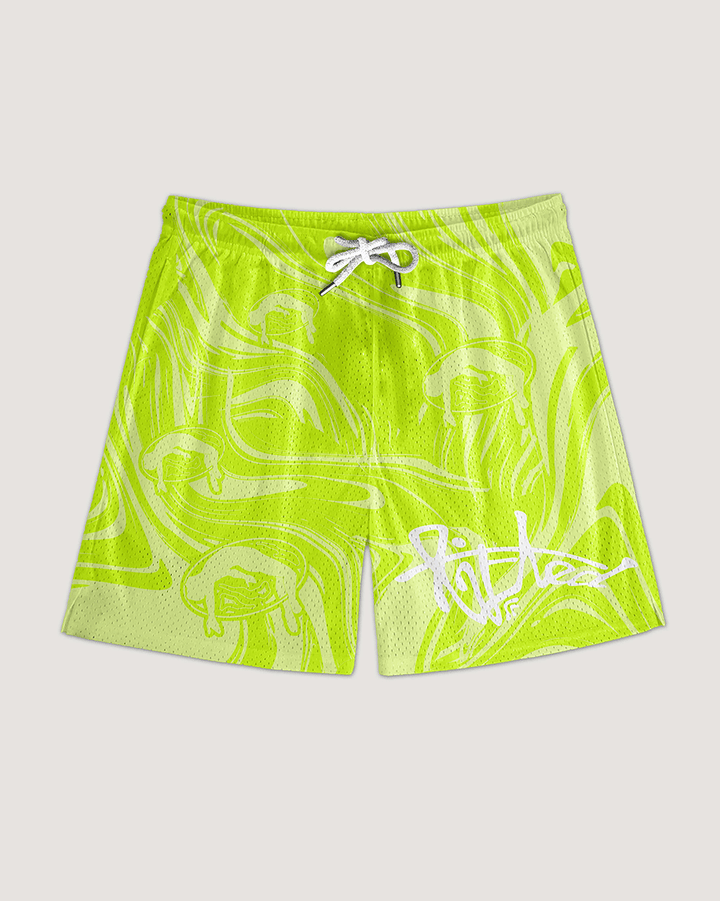 Lifted "Lime" Shorts front view, lime green swim shorts