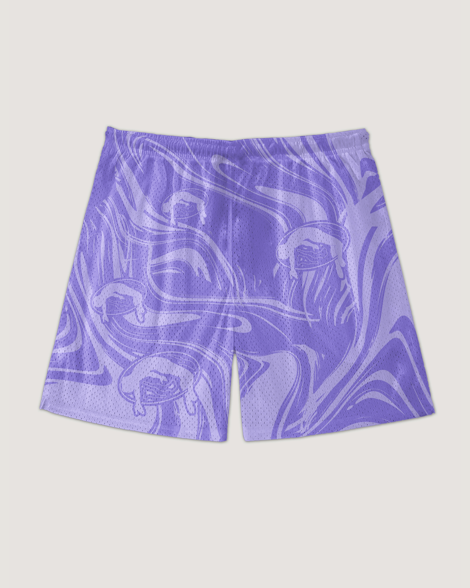 Lifted "Amethyst" Shorts side view, amethyst purple swim shorts
