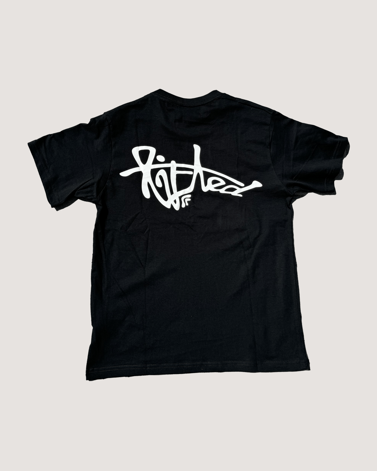 Lifted "Black" T-shirt back view, black cotton tee