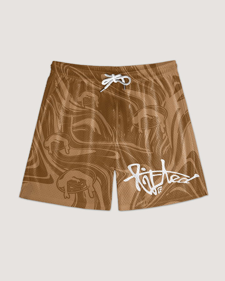 Lifted "Brown" Shorts front view, brown swim shorts