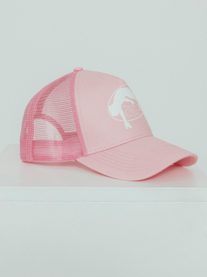 Lifted Rose Cap front view, cotton cap with puff-printed logo