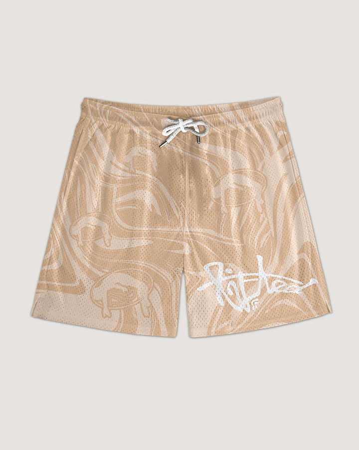 Lifted "Cream" Shorts front view, warm cream swim shorts