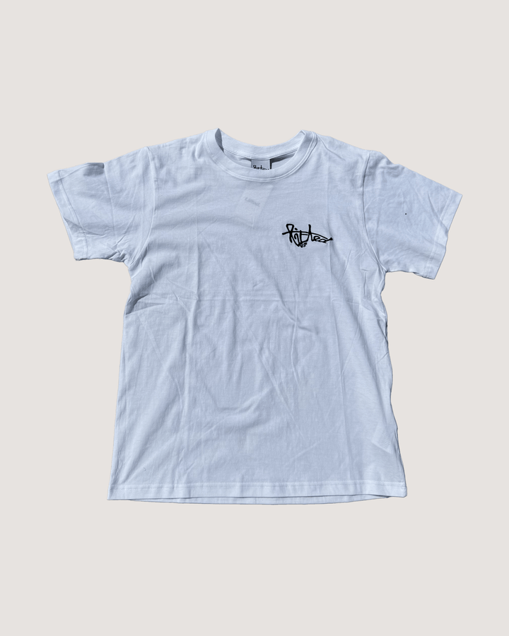 Lifted "White" T-shirt front view, white cotton tee